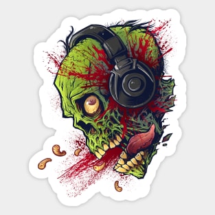 Zombie with Headphones Sticker